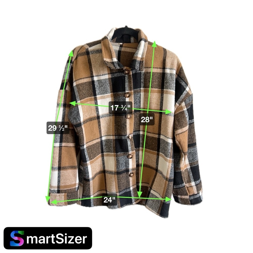 Tan and black plaid flannel button up shirt - Picture 3 of 3